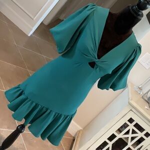 IRIS MAXI back zip dress, cutout mid bust, green, size small